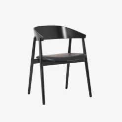 Andersen Furniture AC2 Stol Sort Mat Lakeret Bøg Sort PU Læder^ Stue|Stole