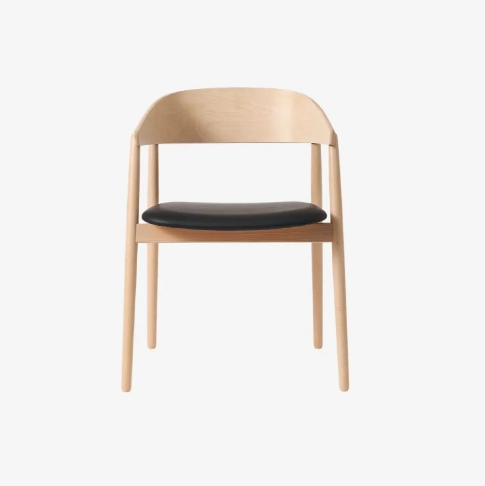 Andersen Furniture AC2 Stol Hvidpigmenteret Mat Lakeret Bøg Sort Læder^ Stue|Stole