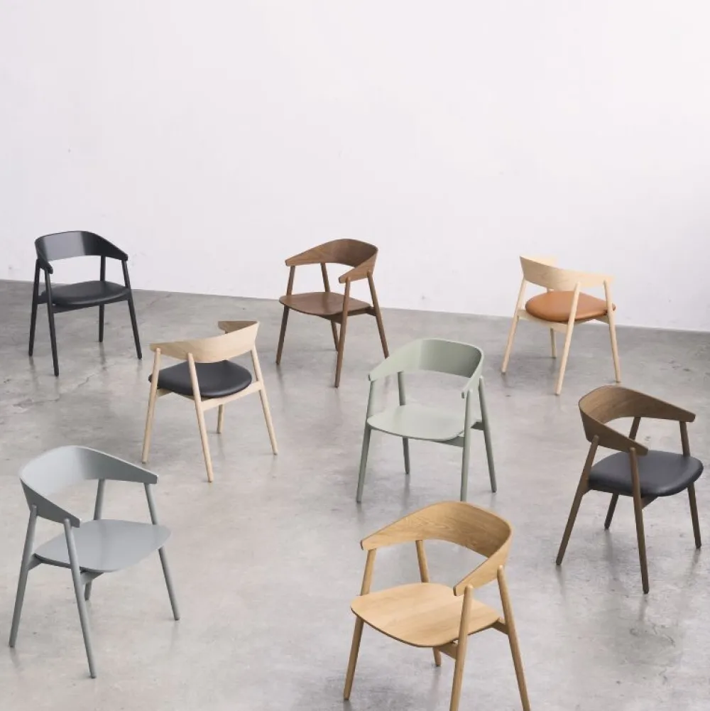 Andersen Furniture AC2 Stol Hvidpigmenteret Mat Lakeret Bøg Sort Læder^ Stue|Stole