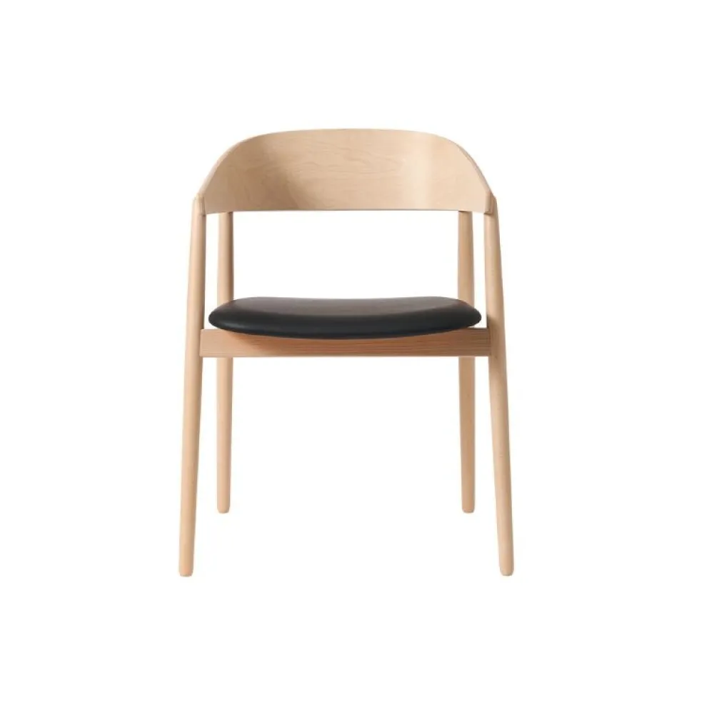 Andersen Furniture AC2 Stol Hvidpigmenteret Mat Lakeret Bøg Sort PU Læder^ Stue|Stole