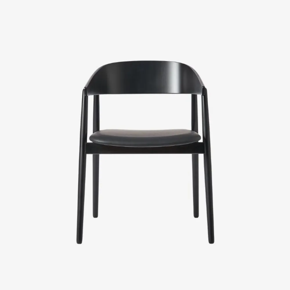 Andersen Furniture AC2 Stol Sort Mat Lakeret Bøg Sort Læder^ Stue|Stole