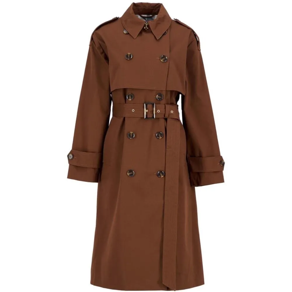 Barbour Aoife Showerproof Trench Coat Vicuna/Hessian Tartan^Dame Overtøj