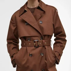 Barbour Aoife Showerproof Trench Coat Vicuna/Hessian Tartan^Dame Overtøj