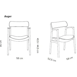 Bent Hansen Asger Spisebordsstol Eg/Røget Sort Zenso 2 Læder^ Stole|Stue