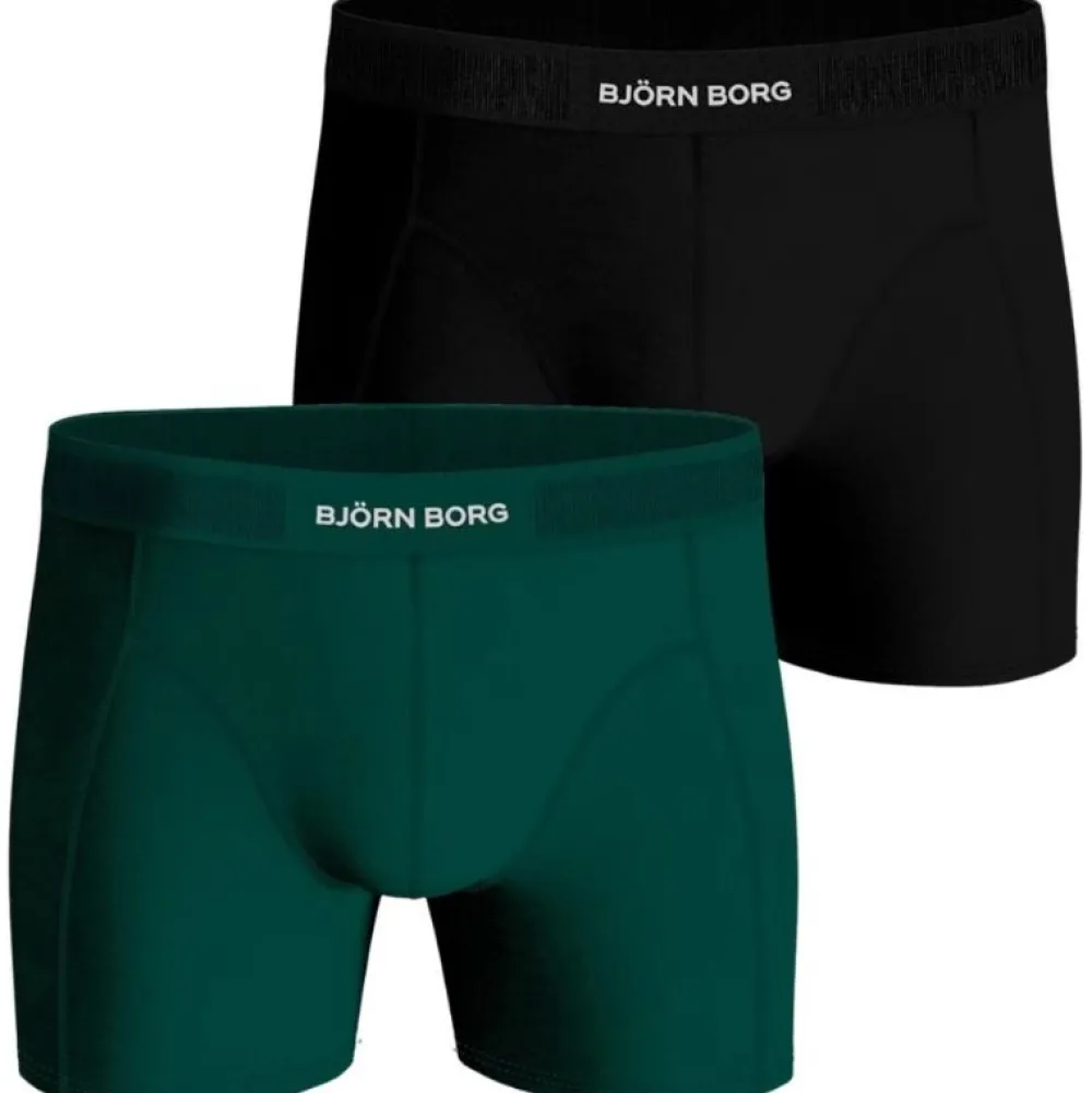Björn Borg Underwear Björn Borg Lyocell Boxer 2-Pack Boxershorts Sort / Grøn^ Underdele