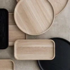 Blomus Oku Tray Oak Round Small^ Skåle & Bakker