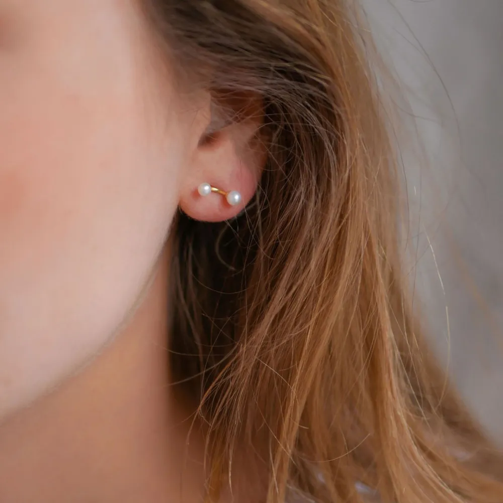 Enamel Copenhagen Earrings 2 Pearls Gold-Plated^Dame Accessories|Smykker