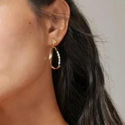 Enamel Copenhagen Earrings Aloma Pearl Small Gold-Plated^Dame Accessories|Smykker