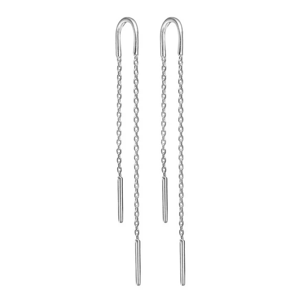 Enamel Copenhagen Hoop Chain Earrings Silver^Dame Accessories|Smykker