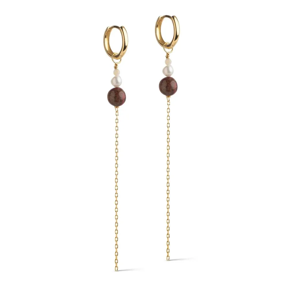 Enamel Copenhagen Hoops Jana Light Yellow/Pearl/Brown Gold-Plated^Dame Accessories|Smykker