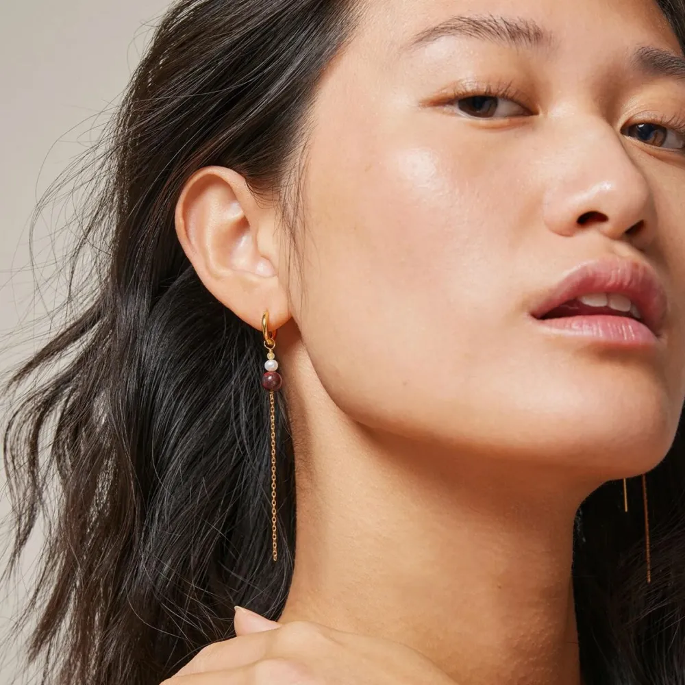 Enamel Copenhagen Hoops Jana Light Yellow/Pearl/Brown Gold-Plated^Dame Accessories|Smykker