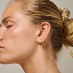 Enamel Copenhagen Hoops Square Gold-Plated^Dame Accessories|Smykker