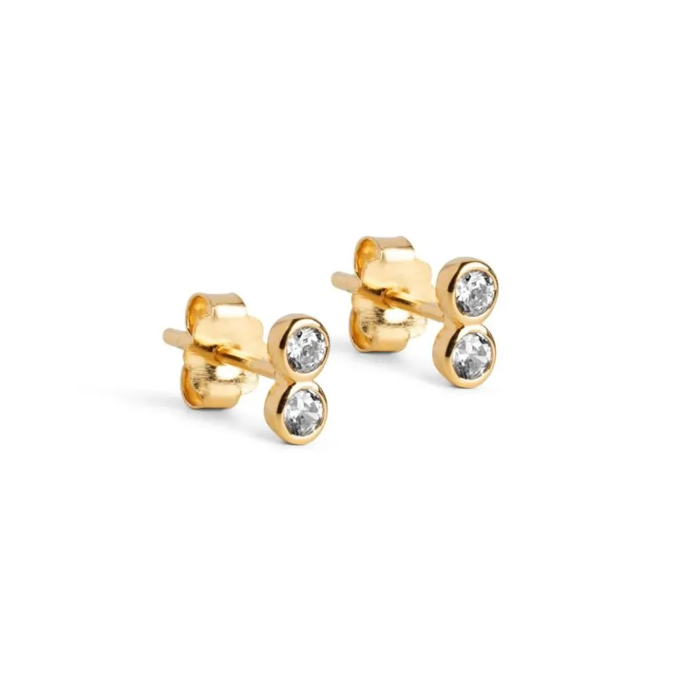 Enamel Copenhagen Studs Twin CZ Gold-Plated^Dame Accessories|Smykker