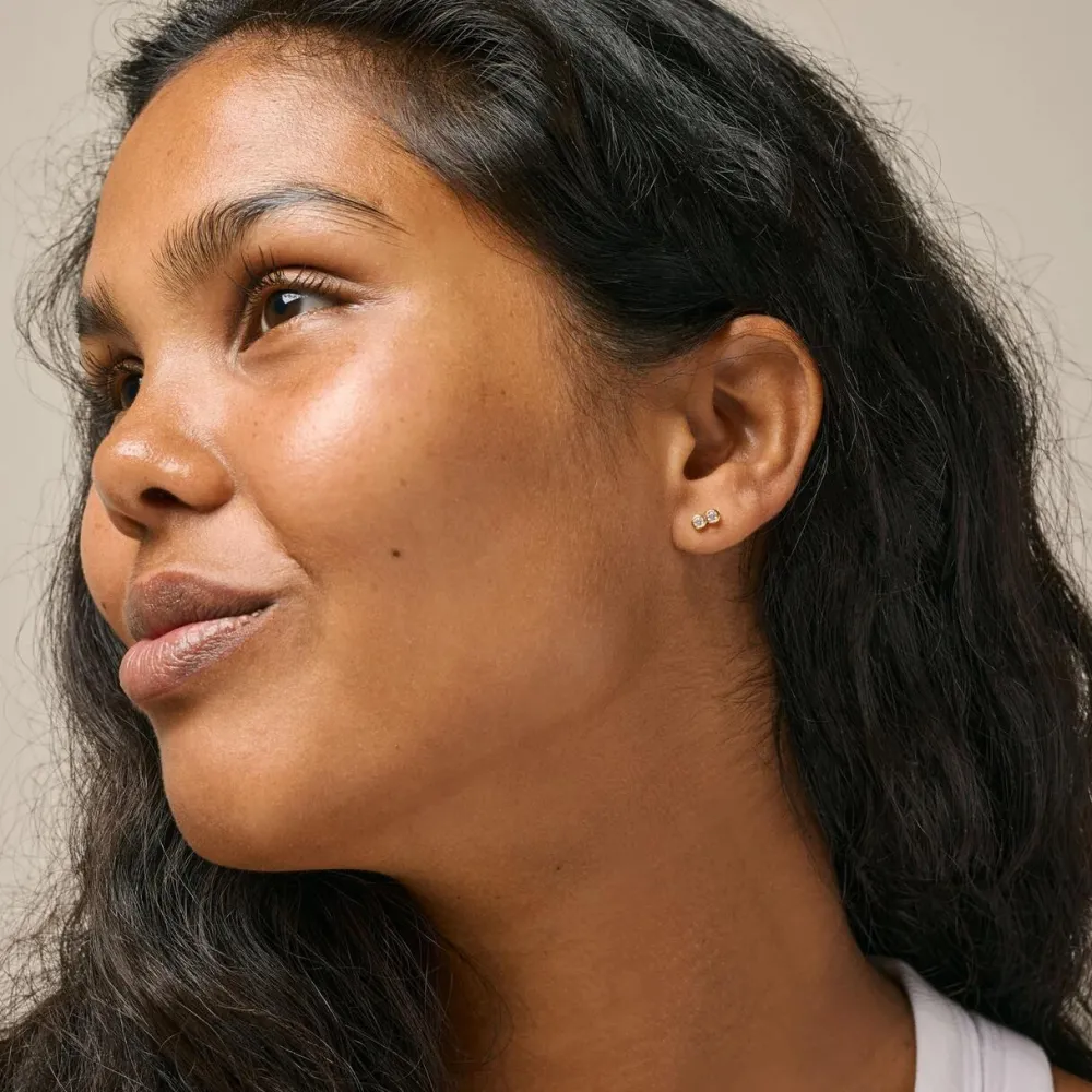 Enamel Copenhagen Studs Twin CZ Gold-Plated^Dame Accessories|Smykker