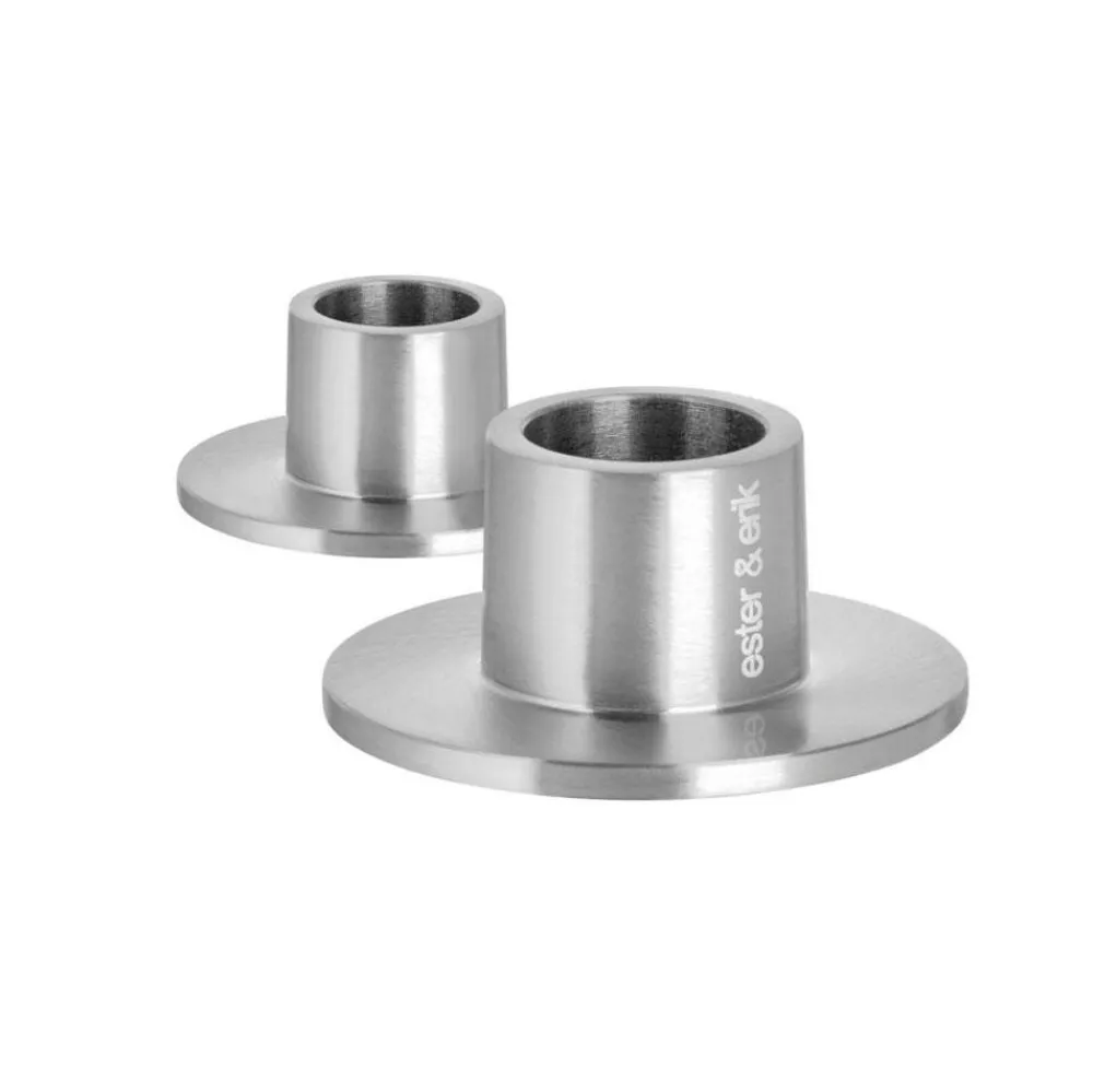 Ester & Erik Lysestage Børstet Sølv Lille^ Adventsstager|Lysestager