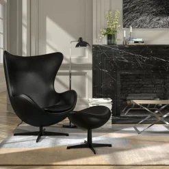 Fritz Hansen 3316 Ægget Sort Essential Læder^ Stole|Stue