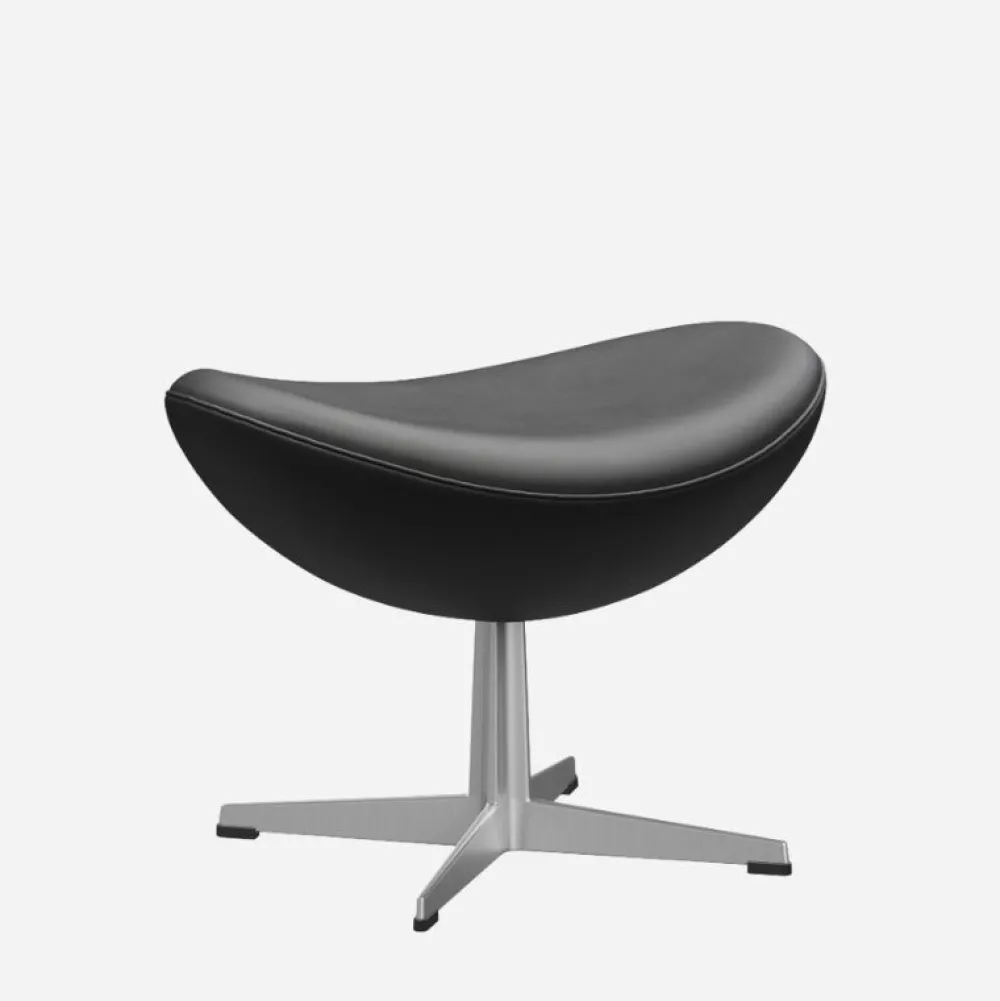 Fritz Hansen 3316 Ægget Sort Essential Læder Inkl. Fodskammel^ Stole|Stue