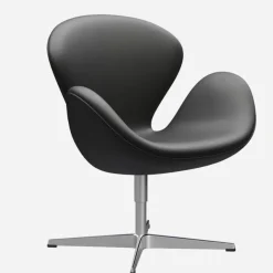 Fritz Hansen 3320 Svanen Sort Essential Læder^ Stole|Stue