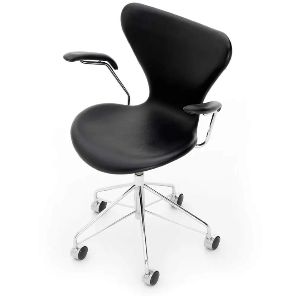 Fritz Hansen Serie 7 Drejearmstol Fuldpolstret Læder^ Kontor|Stole