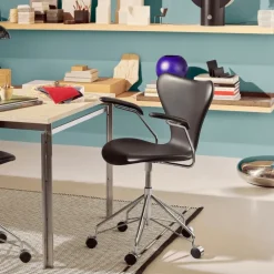 Fritz Hansen Serie 7 Drejearmstol Fuldpolstret Læder^ Kontor|Stole