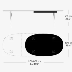 Fritz Hansen Super-Ellipse Bord Med Udtræk B620^ Køkken|Borde