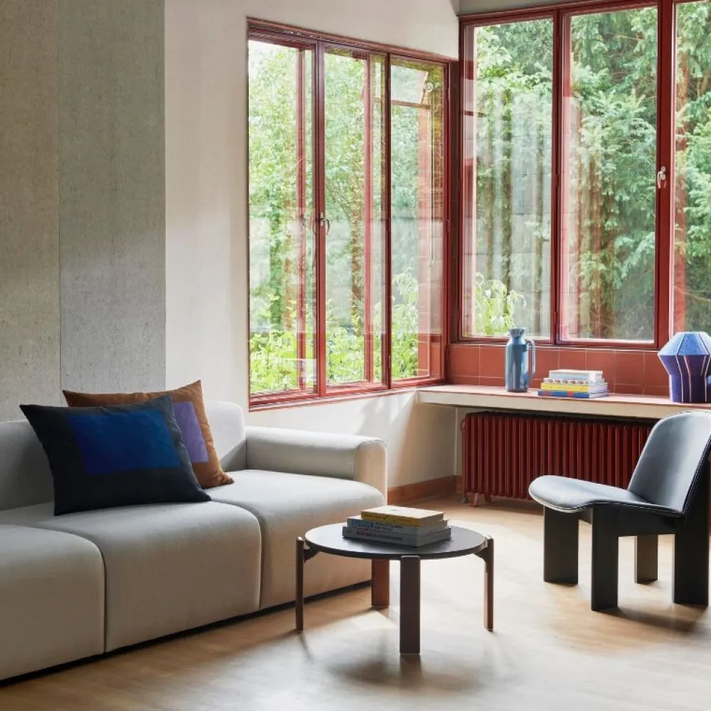 Hay Chisel Loungestol Sortlakeret Eg & Sort Sense Læder^ Stole|Stue