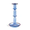 Hay Flare Candleholder Tall Light Blue With Red Rim^ Lysestager