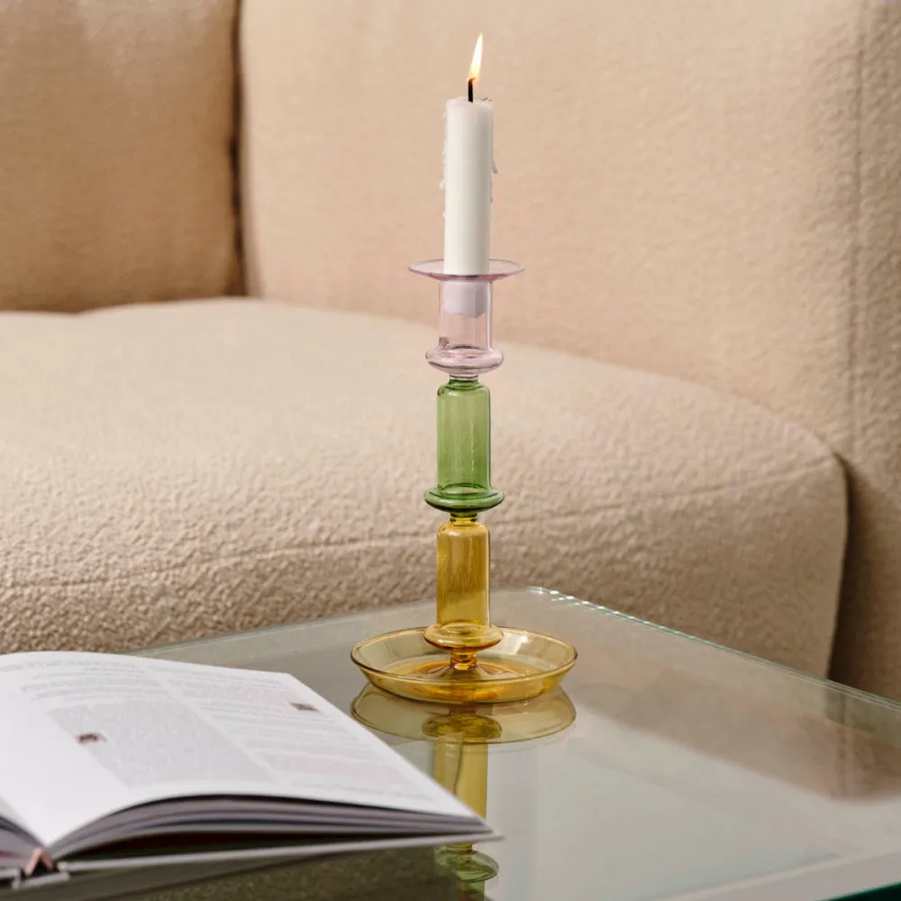 Hay Flare Rainbow Candleholder Pink/Green/Yellow^ Lysestager
