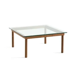 Hay Kofi Sofabord 80 x 80 Walnut & Clear Glass^ Stue|Borde