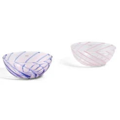 Hay Spin Bowl Set Of 2 Light Pink With Blue Stripe^ Skåle & Bakker