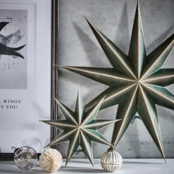 House Doctor 9 Point Star Green/Champagne Small^ Julepynt