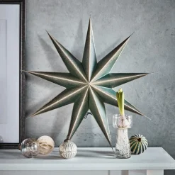 House Doctor 9 Point Star Green/Champagne Large^ Julepynt