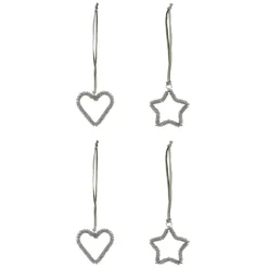 House Doctor Connect Ornaments Silver (4 Pieces)^ Julepynt