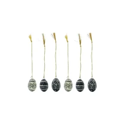 House Doctor Easter Egg Ornament 6 Pieces Black/Off-White Ø3^ Andet Boligtilbehør