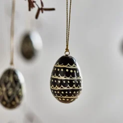 House Doctor Easter Egg Ornament 6 Pieces Black/Off-White Ø3^ Andet Boligtilbehør