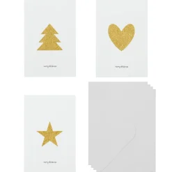 House Doctor Glitr Cards With Envelope Greeting White/Golden^ Julepynt