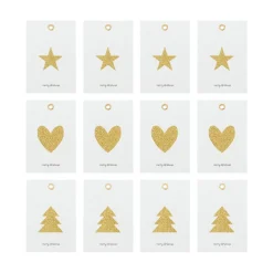 House Doctor Glitr Gift Tags White/Golden^ Julepynt