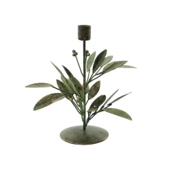 House Doctor Leaves Candle Stand Antique Green^ Lysestager