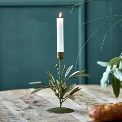 House Doctor Leaves Candle Stand Antique Green^ Lysestager