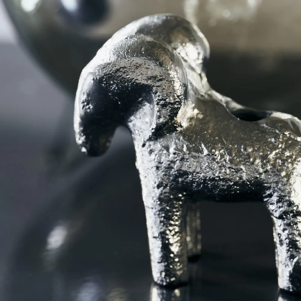 House Doctor Ram Candle Holder Antique Silver^ Julepynt