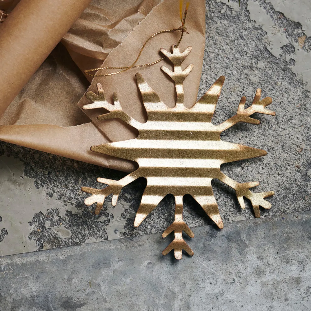 House Doctor Tin Plate Ice Crystal Ornament Antique Gold^ Juletræspynt|Julepynt