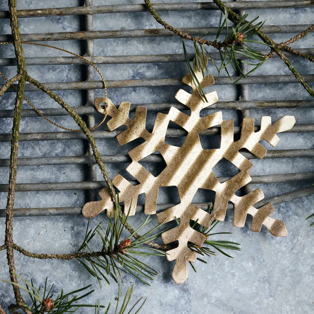 House Doctor Tin Plate Snowflake Ornament Antique Gold^ Juletræspynt|Julepynt