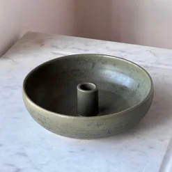 Julie Damhus Studio Oda Lysestage Skål Stor Grøn^ Lysestager|Keramik & Porcelæn