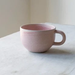 Julie Damhus Studio Oda Te Kop Med Hank Rosa^ Keramik & Porcelæn