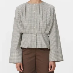 Lovechild 1979 Etta Blouse Beige Check^Dame Overdele
