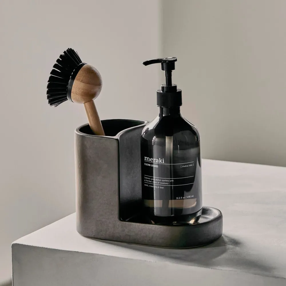 Meraki Brush & Soap Holder Datura Dark Grey Small^ Køkken