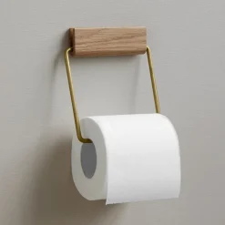 Moebe Toilet Roll Holder Oak/Brass^ Badeværelse