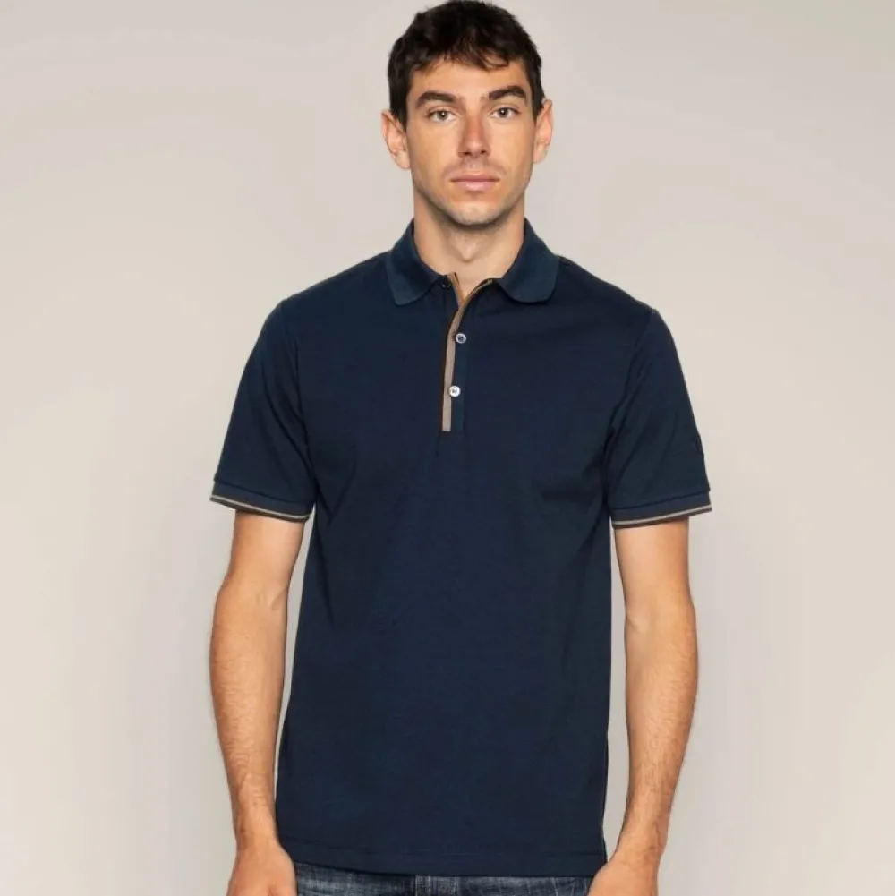 Mos Mosh Gallery Harvey Polo SS Tee Navy^ Overdele