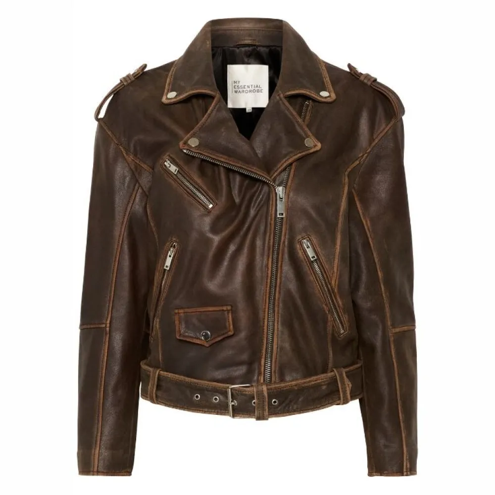 My Essential Wardrobe Gilo Leather Jacket Brown Retro Wash^Dame Overtøj