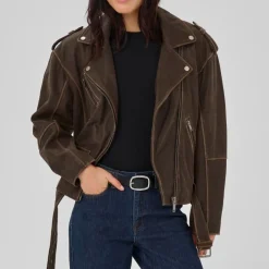 My Essential Wardrobe Gilo Leather Jacket Brown Retro Wash^Dame Overtøj